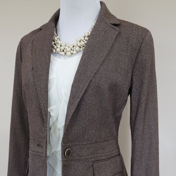 NEW YORK & CO Size 0 Brown Suit Jacket Blazer Career Office - Picture 2 of 10